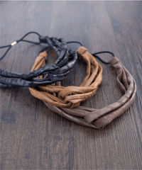 Leatherlike Side Ribbon Elastic Hairband / HA8024