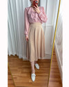Silk Smooth 四色絲滑質料顯瘦傘形長裙, Skirt/ SK8673 （black/mint sold out)