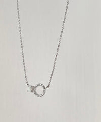 Moon Stone & Oval Crystal, Necklace/ NL8149