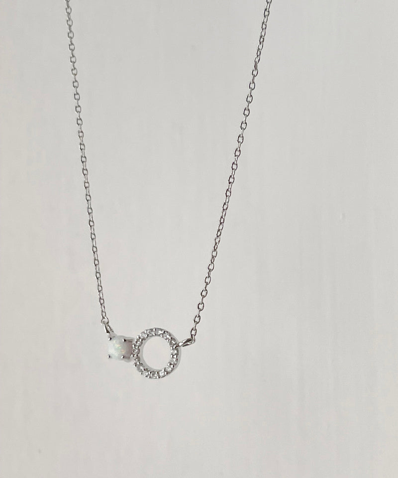 Moon Stone & Oval Crystal, Necklace/ NL8149