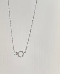 Moon Stone & Oval Crystal, Necklace/ NL8149