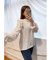 【訂造中獨家款 限量發售 】Ruffle 淺杏色小寬花邊企領, Blouse/ BU8875 （Pre-order)