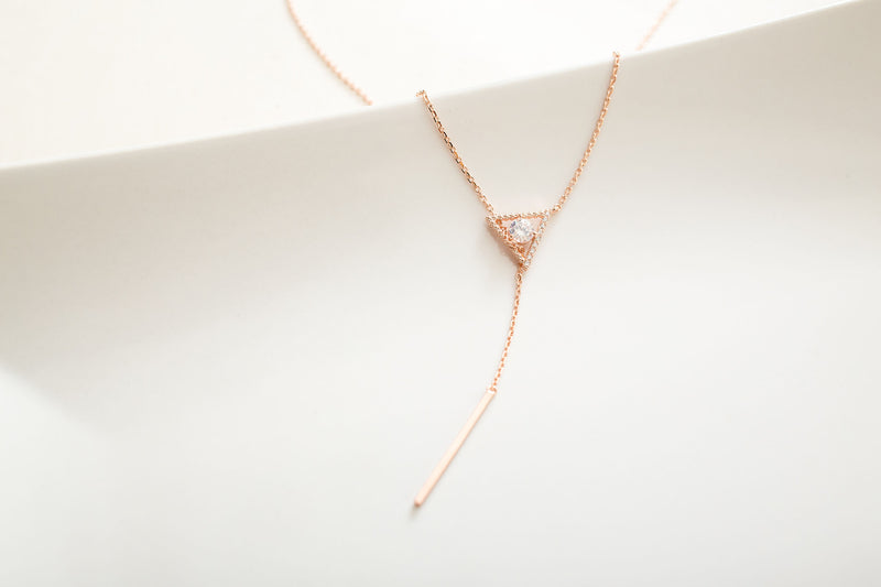 Triangle heart Long Bar Necklace / NL8076