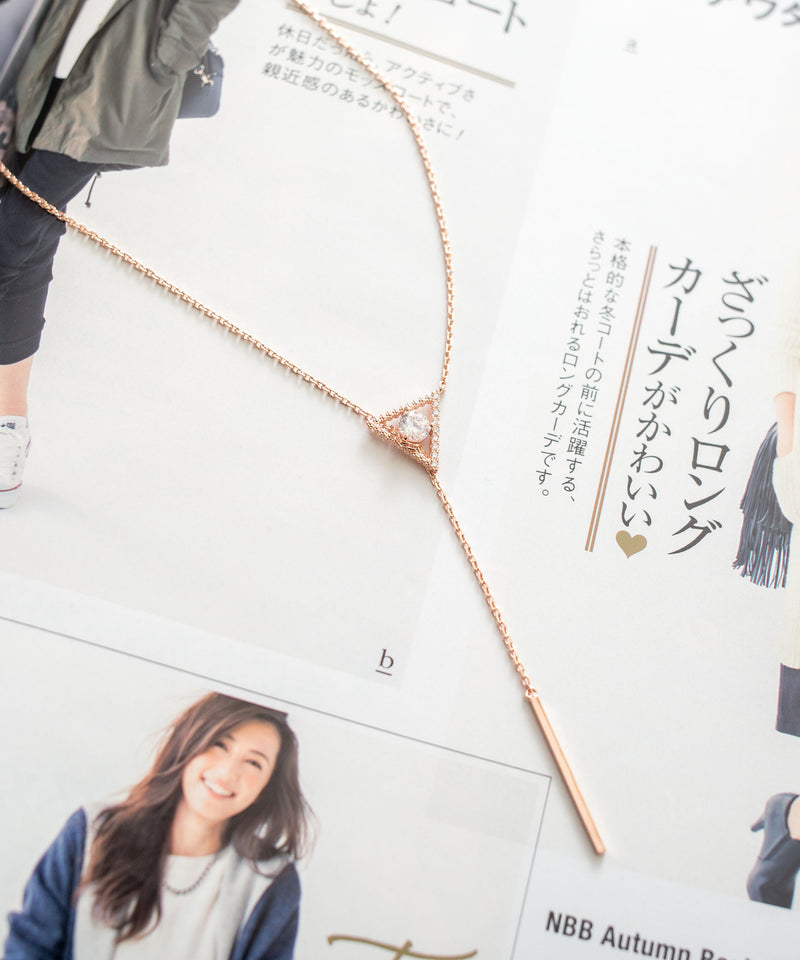 Triangle heart Long Bar Necklace / NL8076