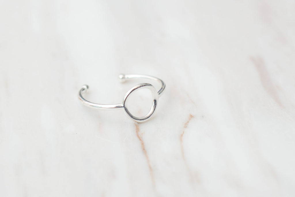 Silver Oval Geometric Ring  (Free size) / RN8016