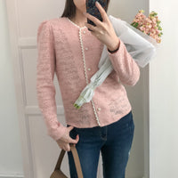 Romance Lace 粉色微彈幼細雕花邊蕾絲紋, Blouse or Outer/ BU8614