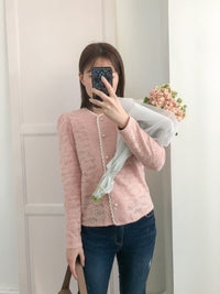 Romance Lace 粉色微彈幼細雕花邊蕾絲紋, Blouse or Outer/ BU8614