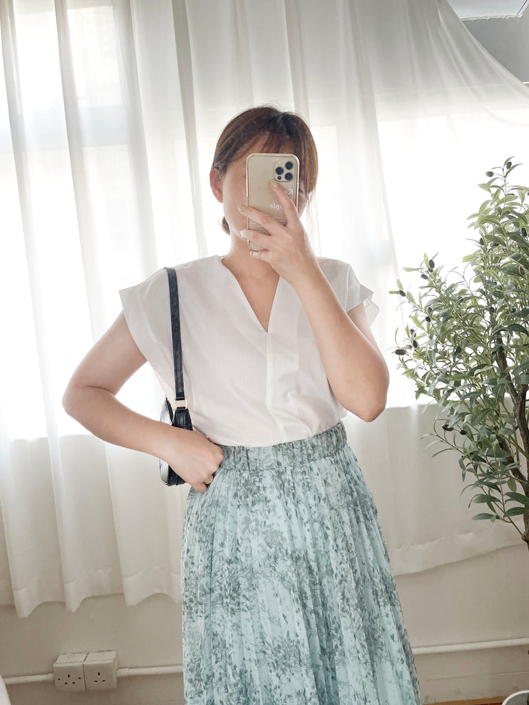Pleated Garden 輕盈飄飄水影花枝百褶傘裙, Skirt/ SK8623 （White Sold out)