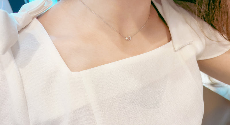 Moon Stone & Oval Crystal, Necklace/ NL8149
