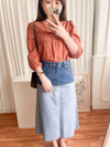 Border 雙色設計後開叉牛仔裙, Skirt/ SK8637