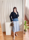 Border 雙色設計後開叉牛仔裙, Skirt/ SK8637