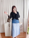 Border 雙色設計後開叉牛仔裙, Skirt/ SK8637
