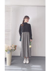Check One Piece 假兩件高領口袋左右開叉格子裙, Dress/ DS9161