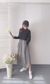 Check One Piece 假兩件高領口袋左右開叉格子裙, Dress/ DS9161