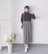 Check One Piece 假兩件高領口袋左右開叉格子裙, Dress/ DS9161
