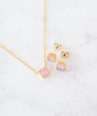 Romantic Cube earrings & necklace set/ ASE8016