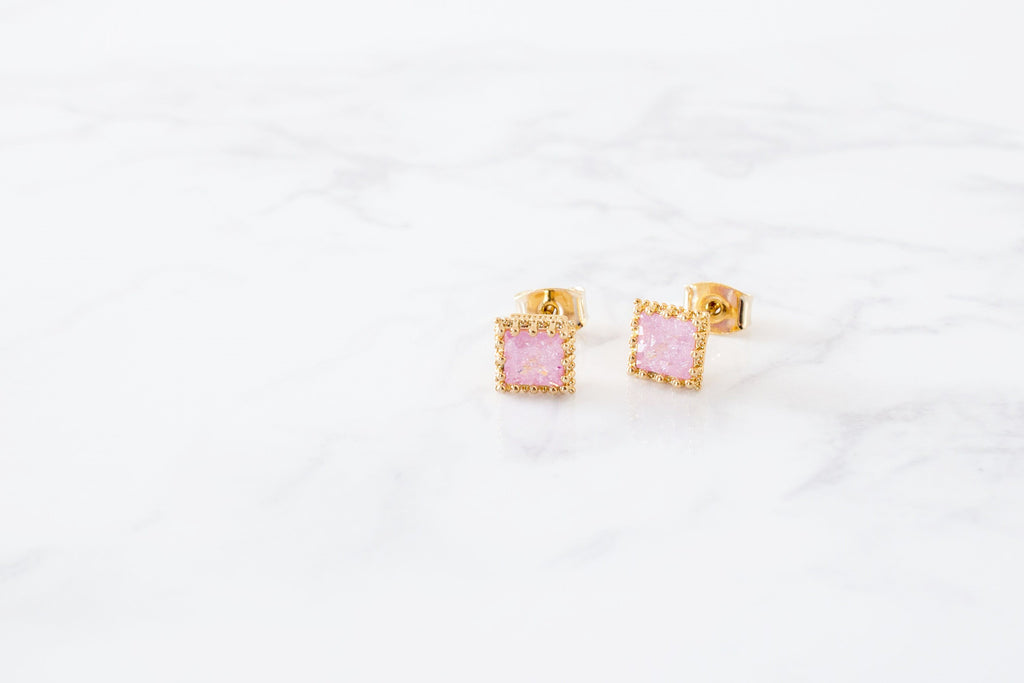 Romantic Cube earrings & necklace set/ ASE8016