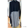 Check One Piece 假兩件高領口袋左右開叉格子裙, Dress/ DS9161