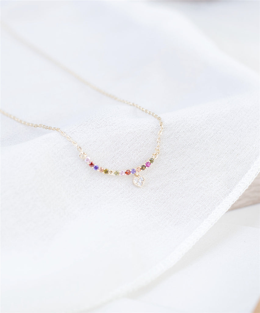 Crystal Drop Glitter Bar Necklace / NL8017