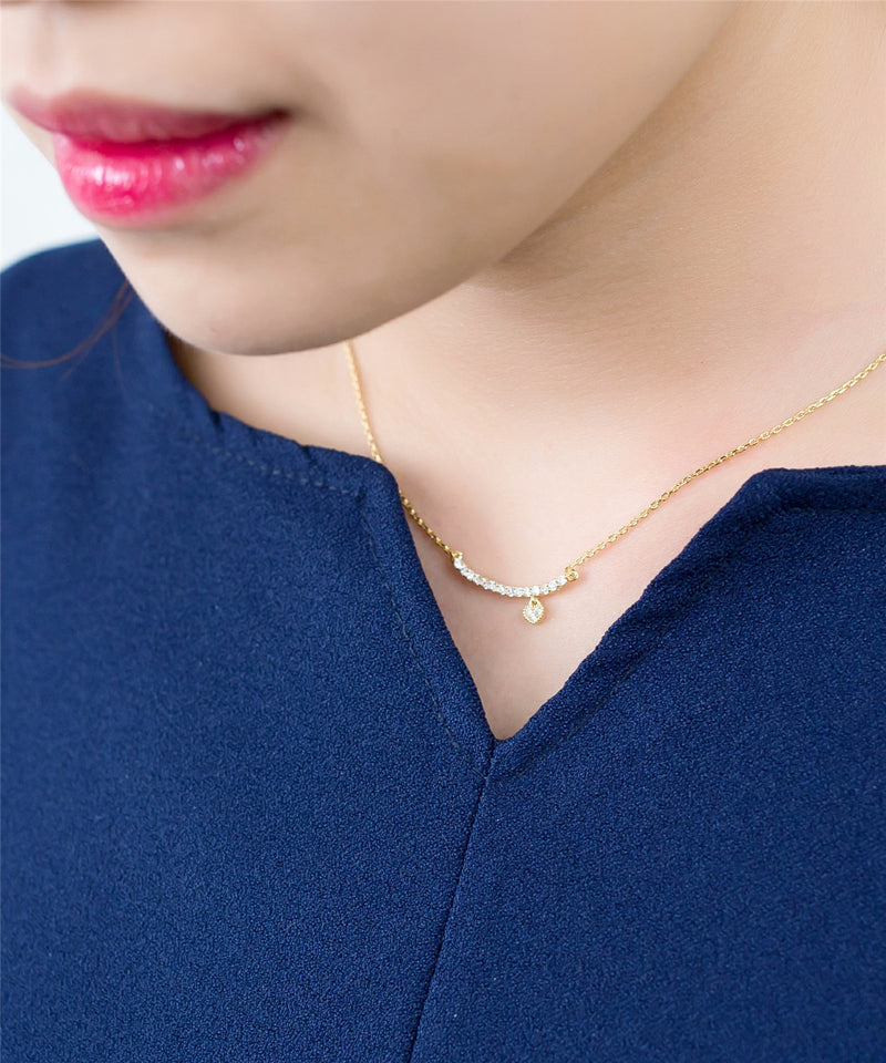 Crystal Drop Glitter Bar Necklace / NL8017