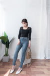 Skinny 高腰彈性褲管微磨超修腳牛仔褲, jeans/ PT8298