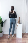 Skinny 高腰彈性褲管微磨超修腳牛仔褲, jeans/ PT8298