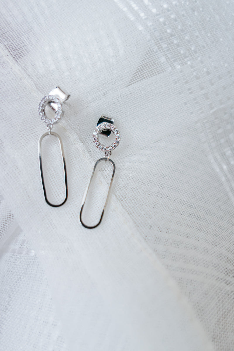 925 Crystal Oval Drop, Earrings (posts/ clips) /ER8292