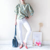 !Elastic! Just right, white pants/ PT8134