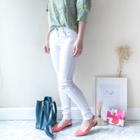 !Elastic! Just right, white pants/ PT8134