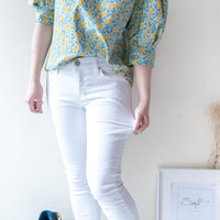 !Elastic! Just right, white pants/ PT8134