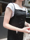 Black 皺紋小優雅吊帶連身裙, Dress/ DS8905