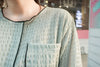 Border 雪紡湖水綠暗格拼色上衣, Blouse/ TP8682