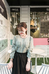 Border 雪紡湖水綠暗格拼色上衣, Blouse/ TP8682