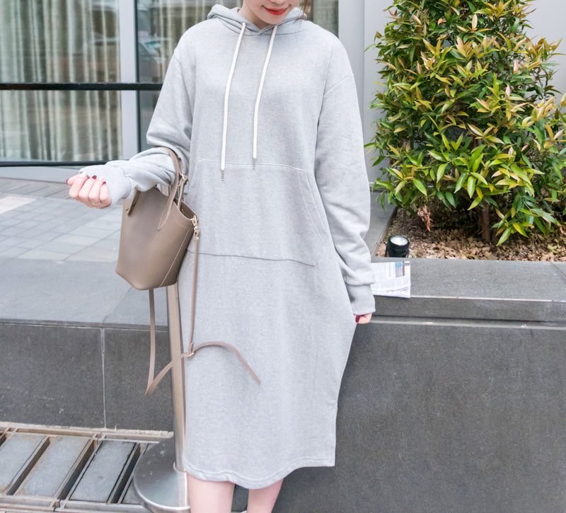Quality 輕便美混灰防皺舒適衛衣, Hoodie Dress/ DS8977