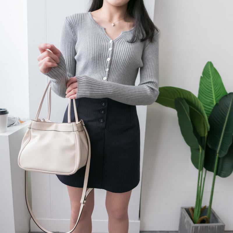 Agnes 小開領密鈕扣修身直紋上衣, Cardigan/ TP8719