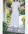 ! 𝕝𝕒𝕤𝕥 𝕗𝕖𝕨 !White Dora 小袖摺口圓領連身裙, Dress/ DS9052