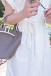 ! 𝕝𝕒𝕤𝕥 𝕗𝕖𝕨 !White Dora 小袖摺口圓領連身裙, Dress/ DS9052