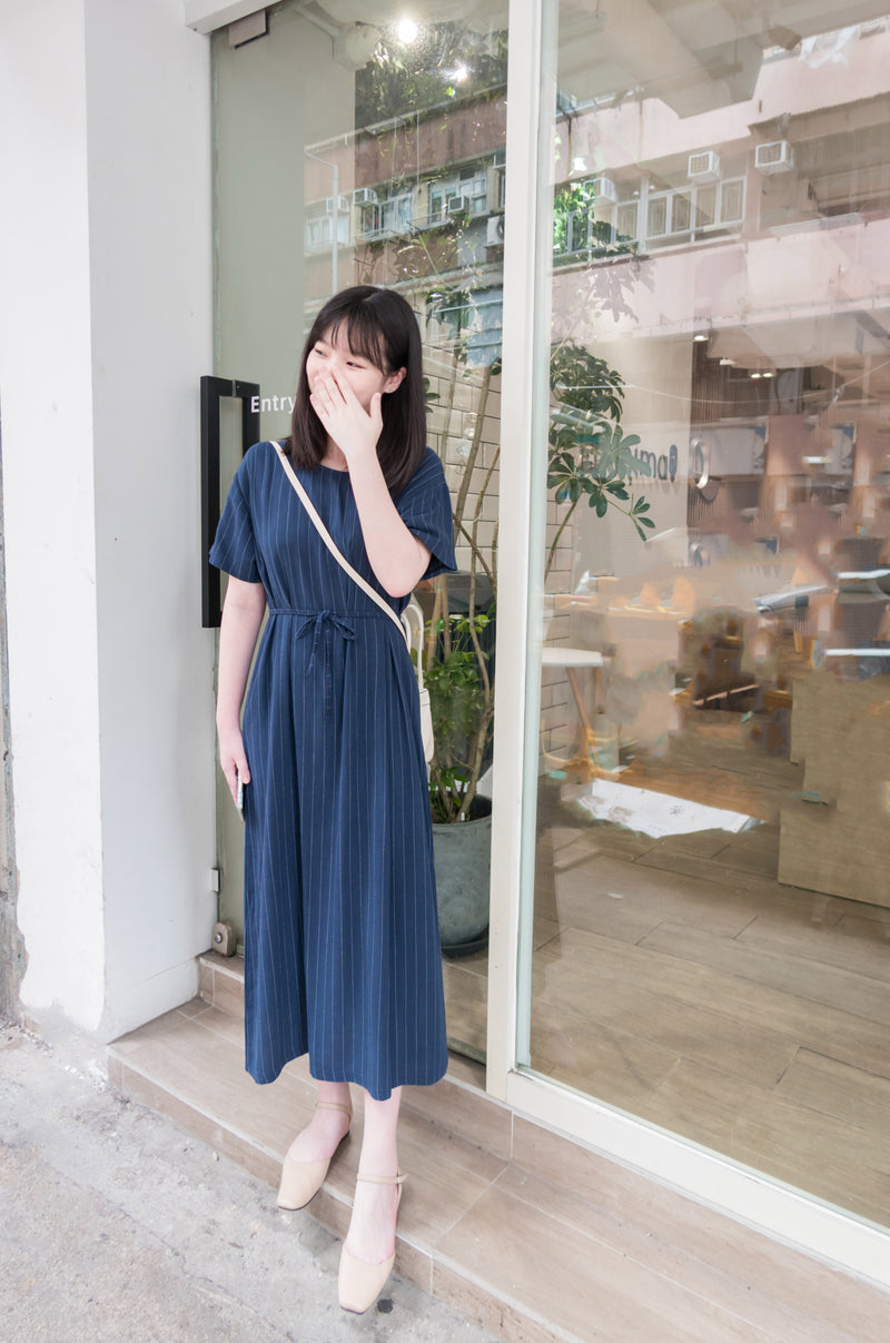 [BEST!] Dacey Stripe 暗條紋闊直身修腰連身裙, Dress/ DS9060
