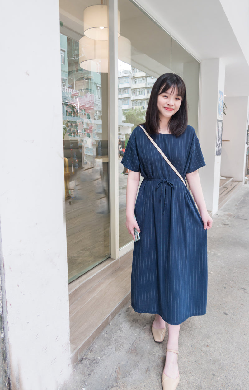 [BEST!] Dacey Stripe 暗條紋闊直身修腰連身裙, Dress/ DS9060