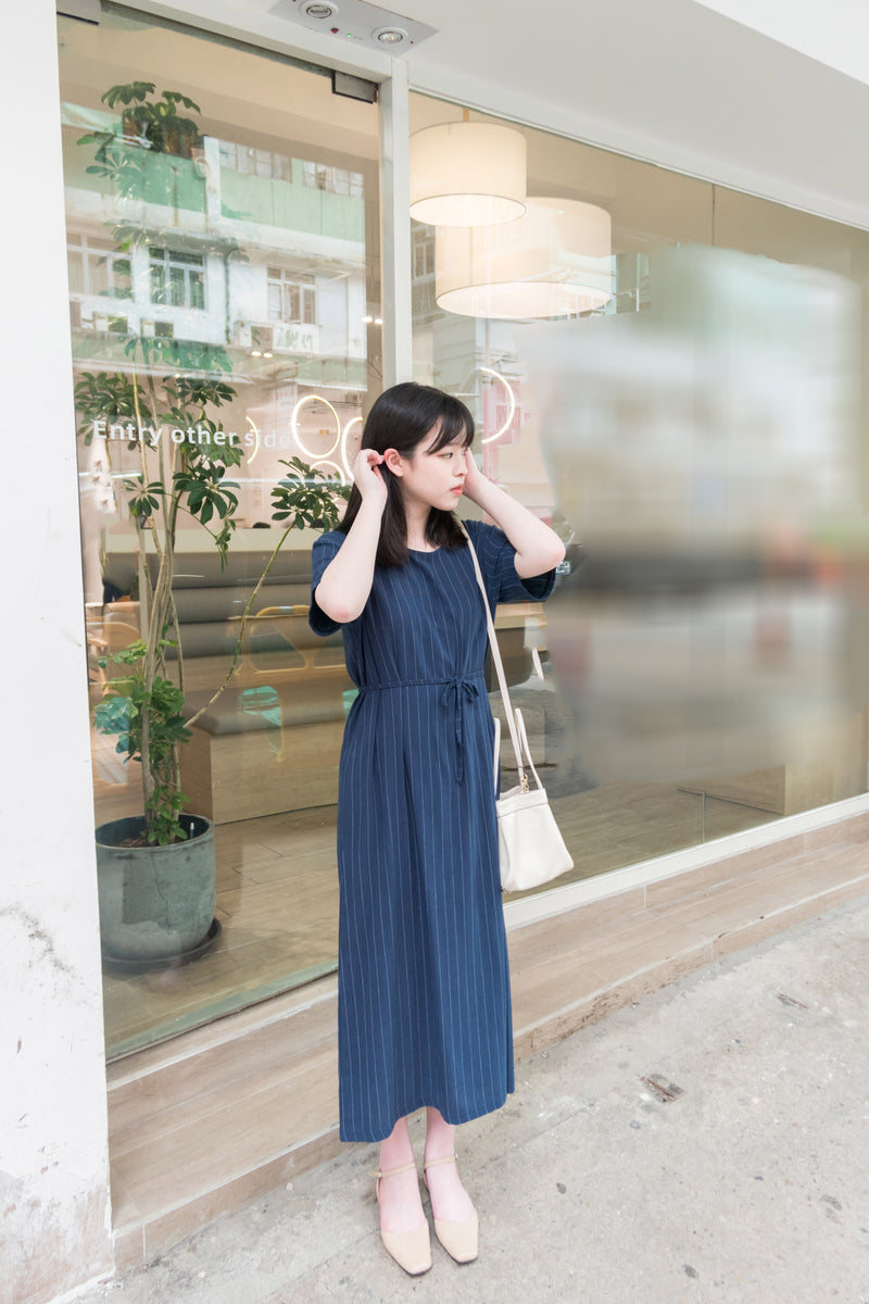 [BEST!] Dacey Stripe 暗條紋闊直身修腰連身裙, Dress/ DS9060