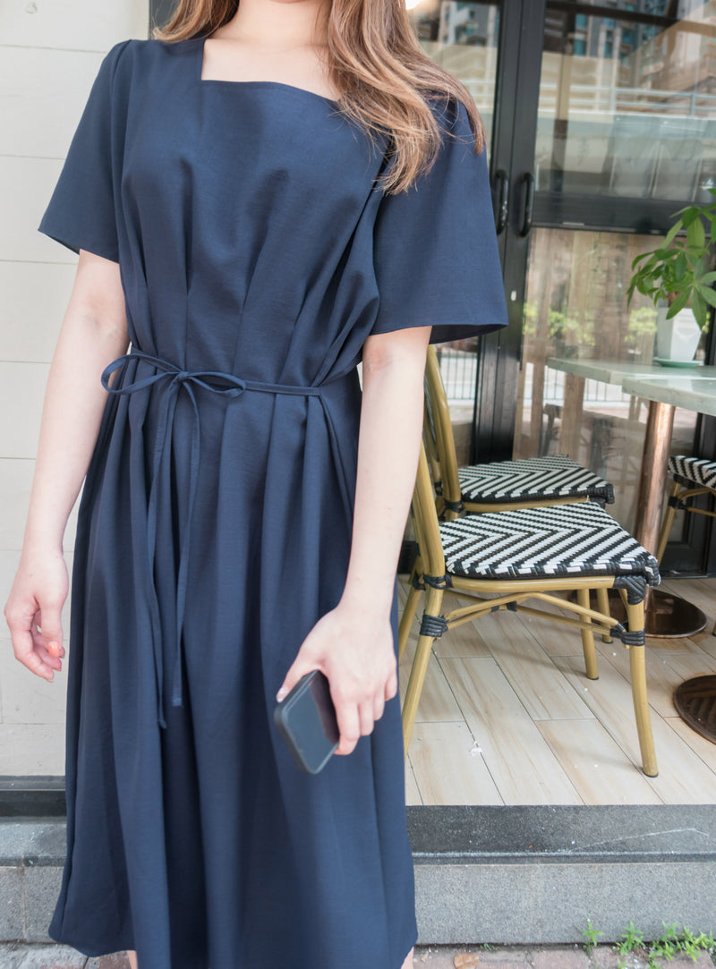 //熱賣重開 超超超值得入手 //Pleated Waist 輕盈方領前後車褶腰身, Dress/ DS9061 (Pre-order)