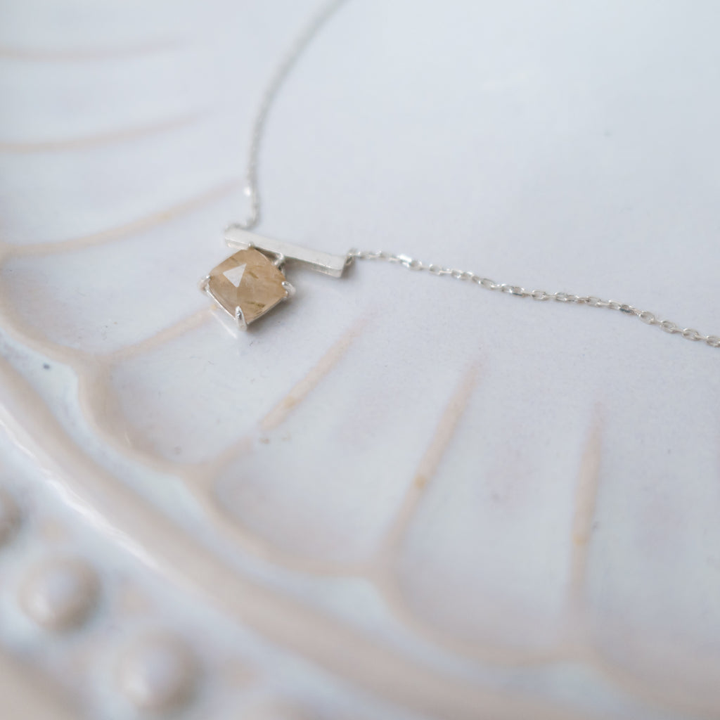 Natural Quartz, Silver Necklace/ NL8118