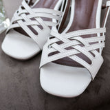 Lady Summer 白色氣質織帶涼鞋, Shoes/ SH8064
