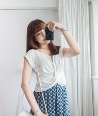 [限量現貨回歸] Cotton Flower 牛仔色橡筋腰花紋三層傘裙, Skirt/ SK8617