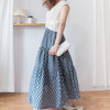 [限量現貨回歸] Cotton Flower 牛仔色橡筋腰花紋三層傘裙, Skirt/ SK8617