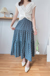 [限量現貨回歸] Cotton Flower 牛仔色橡筋腰花紋三層傘裙, Skirt/ SK8617