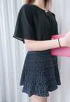 Navy Floral 細百褶小波浪裙擺裙褲, Skirt/ SK8612