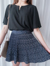 Navy Floral 細百褶小波浪裙擺裙褲, Skirt/ SK8612