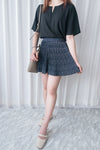 Navy Floral 細百褶小波浪裙擺裙褲, Skirt/ SK8612