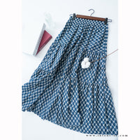 [限量現貨回歸] Cotton Flower 牛仔色橡筋腰花紋三層傘裙, Skirt/ SK8617
